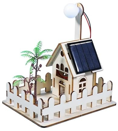 Veemoon 1 Set luce solare da giardino modelli di lampade progetti di esperimenti scientifici kit giocattolo ad energia solare giocattoli fai da te Legno Khaki