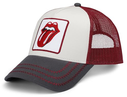 Amplified Trucker Baseballkappe mit verstellbarem Snapback-Verschluss, Atmungsaktiv - Rolling Stones, Dunkelgrau-Rot