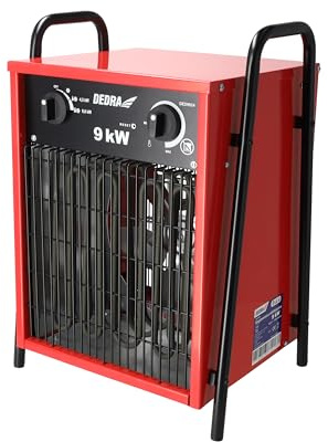 Scaldabagno elettrico 9 kW, 400 V, quadrato, rosso DEDRA DED9924, utile in spazi chiusi, termostato, tre modalità di funzionamento, regolazione della temperatura regolabile, alloggiamento in metallo