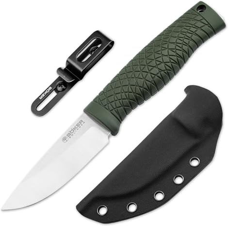 Böker SOLINGEN® Bronco Green - Outdoor Bushcraft-Messer feststehend mit Kydex-Scheide - Batoning Messer mit CPM-V3 Droppoint Klinge 8,9 cm - Survival Pfadfinder Fahrtenmesser in Geschenk-Box