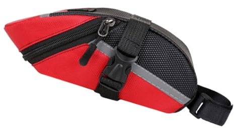 PartyKindom Red Mountain Bike Saddle Bag with Spacious Storage and Multiple Compartments, Pvc Material, Easy Installation, for Cycling Tool and Phone Storage under Seat