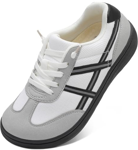 LeIsfIt Women's Barefoot Slip-On Sneakers Wide Toe Box Breathable Comfort Shoes for Tennis Walking & Everyday White Size 9