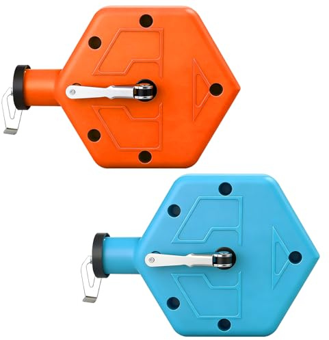 Yudlto 2 Pcs Chalk Line Tool Set, Portable 100 ft Marking Reel with PP Chalk Box for Construction, Woodworking, Bricklaying, Straight Line Marking, Orange & Blue