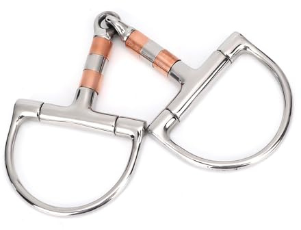 Kukyller Morso per Cavallo con Bocca filettata ad Anello a D in Acciaio Inossidabile, morso per Cavallo con Bocca snodata a Rullo in Rame in Acciaio Inossidabile