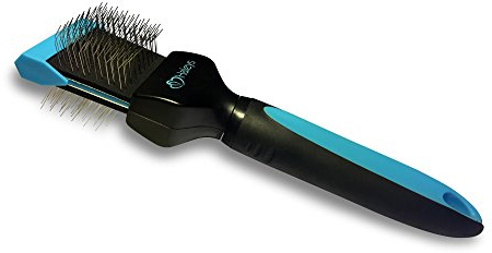 Haleys Zupfbürste für Hunde - beidseitige Borsten, Metallborsten Soft, Hundebürste auch für Katzen, zur Fellpflege, kein Ziepen, Knoten und Verfilzungen lösen (Blue)