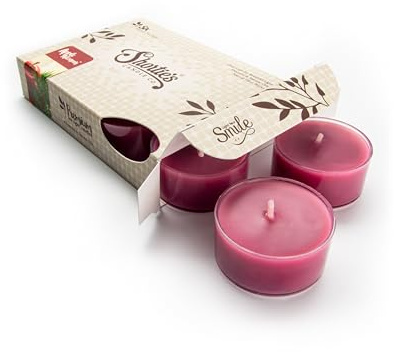 Candele tealight di alta qualità con mele e cannella, altamente profumate con oli essenziali e naturali, 6 lumini rosso scuro, bellissime candele a lume di candela, prodotte negli Stati Uniti