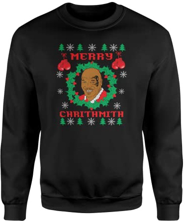 SMARTYPANTS Mike Tyson jultröja – nyhet roligt skämt roligt skratt jul berömd boxning match sweatshirt pullover glad semester kläder present gåva, Svart (Black Prime), XXL