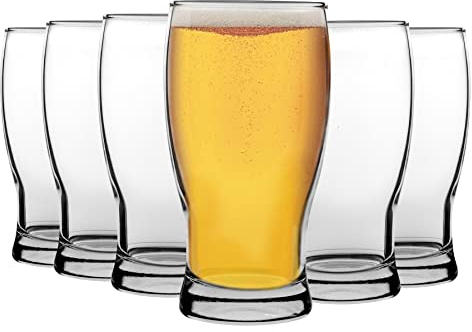 LAV 24x Clear 580ml Belek Classic Beer Glasses - Large Lager Ale Cider Pilsner Drinking Pint Glass Pub Cup Set