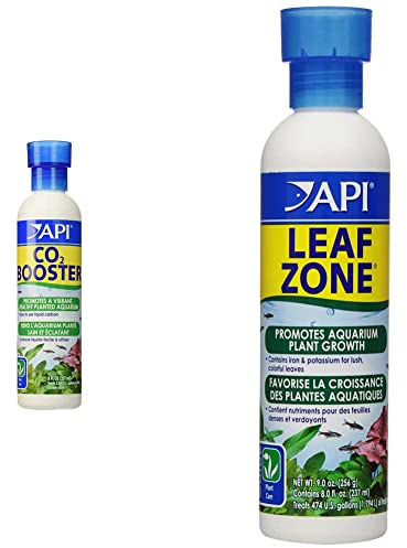 API CO2 BOOSTER Freshwater Aquarium Plant Treatment 237 ml Bottle & LEAF ZONE Freshwater Aquarium Plant Fertilizer 237 ml Bottle