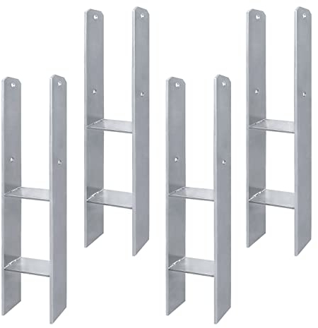 LARS360 Lot de 4 supports de poteau en H d'ancrage en H en acier 91 x 600 mm, épaisseur 5 mm