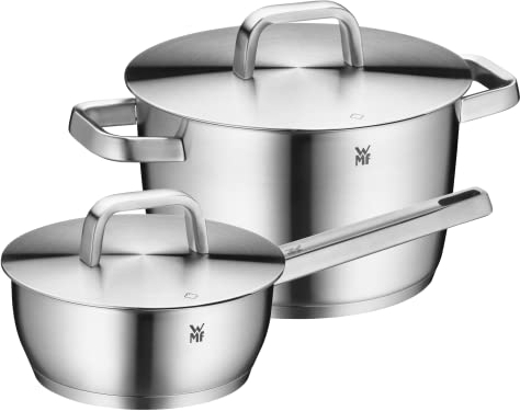 WMF Iconic Topfset Induktion 2-teilig, Kochtopf Set mit Metalldeckel, Cromargan Edelstahl poliert, Induktions Töpfe Set unbeschichtet