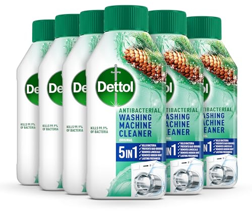 Dettol, Washing Machine Cleaner, Original, 1.5L (250ml x 6pck) Antibacterial, Removes Bacteria, Odours, Limescale and Hidden Dirt, Lasting Freshness, Kills 99.9 Percent of Bacteria