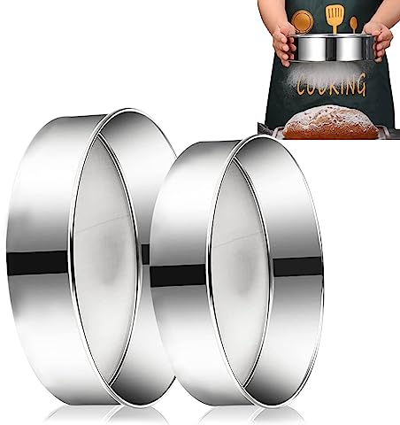 2 Pezzi Setaccio per Farina in Acciaio Setaccio da Cucina 15cm/20cm Setaccio Farina Acciaio Inossidabile Vaglio Scolapasta per Farina Setaccio a Rete per Farina per Cottura a Maglia Fine
