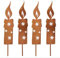 YUNSTK Rostiges Kerzen Gartenstecker Weihnachten, 4er Set Kerze Weihnachtsdeko Roststecker, Rost Kerze Licht Metall Wetterfest, Draußen Gartenstecker Rost Kerze, Gartendeko Rost Deko Baumstecker