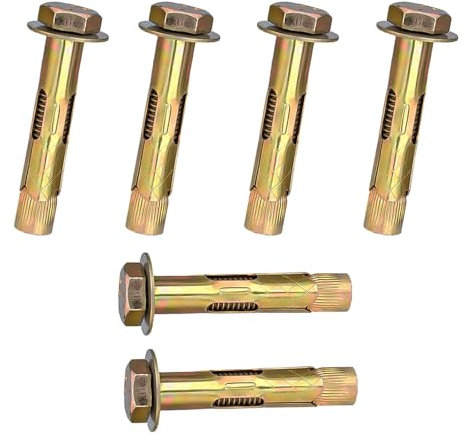 6 tornillos de expansión M10 x 80 mm, tuerca hexagonal, perno de anclaje de manga de expansión, anclajes de fijación resistentes, fijaciones de pared de hormigón, mampostería, ladrillo