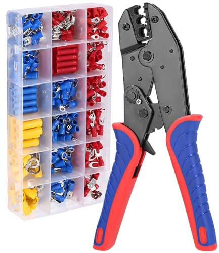 Crimpadora de Terminales de Alambre Aislados 0.5-6 mm² con 400PCS Conectores De Crimpado Aislados, Juego de pinzas para engarzar cables para alicates electrodomésticos conexión bricolaje