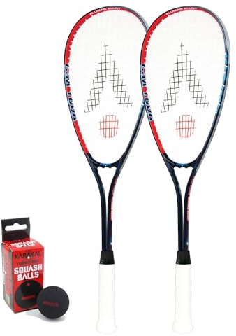 Karakal Tour Squash Racket including Karakal Squash Balls (Single or Twin Racket Sets Available) (Progress Squash Balls, 2 Racket Bundle)