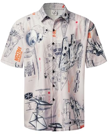 Hardaddy Men's Hawaiian Shirt Short Sleeves Printed Button Down Summer Beach Casual Shirts Apricot XXL