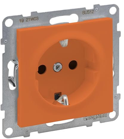 LEGRAND, SEANO Schutzkontakt-Steckdose mit erhöhtem Berührungsschutz, Anschlussdose, Steckklemmen, 16 A, 250 V, Farbe: Orange, 765422