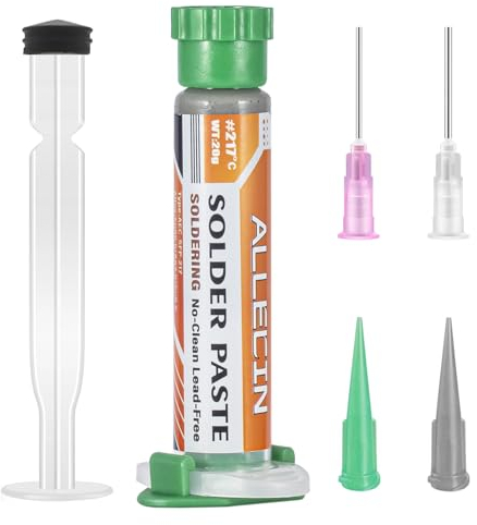 ALLECIN Pâte à Souder Sn96,5 Ag3 Cu0,5 Pâte à Étamer 217°C Sans Plomb Pate a Souder Etain 217 Degrés Solder Paste pour BGA SMT Réparation Électronique (20g)