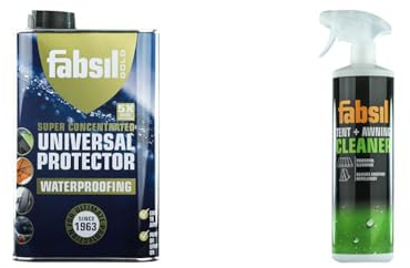 Fabsil Grangers Waterproof GOLD Silicone Concentrate, 1 lt UK,Black & Tent + Awning Cleaner | 1L | Powerful water-based cleaner for all tents and awnings