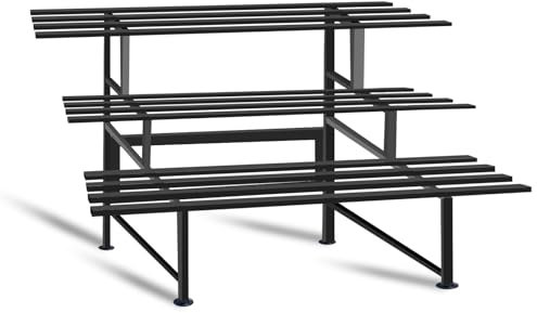 MAKA Porta Piante da Interno ed Esterno, Piedistallo per Piante, Fioriera da Esterno in Metallo, Porta Vasi da Balcone, Portafiori in Ferro, Portata MAX 30 Kg, Piedini Regolabili (3 ripiani 120cm)