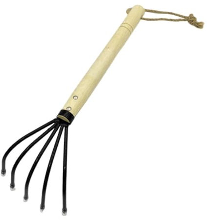 EOWVISN 1 Piece Hand Rake With Long Handle, Soil Loosening Tool, Gardening Garden Tool, Portable Rake, Ground Rake With Wooden Handle