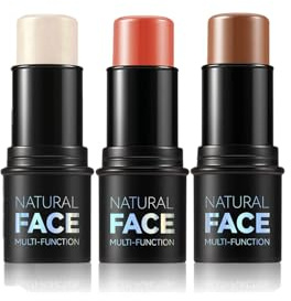 3PCS Face Contour Sticks Set, Contour Stick with Highlighter, Bronzer and Blush Shades, Easy to Apply with Buildable Coverage, Long Lasting & Sweatproof (#C, 40 grams)