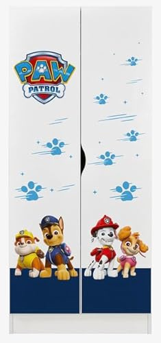 leomark Armadio a due ante - Paw Patrol 14 - Mobile per vestiti, Mobili per bambini, Attrezzature per la camera dei bambini, Dimensioni: 161,5 x 42,5 x 70 cm.