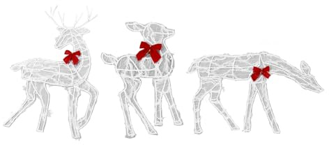 Sunydog Lighted Christmas Decor Reindeer, Outdoor Yard Decoration with LED Lights, Red Bows, Mother Child, Holiday Scene for Indoor Creative Displays, Weather Friendly Iron Frame, UL