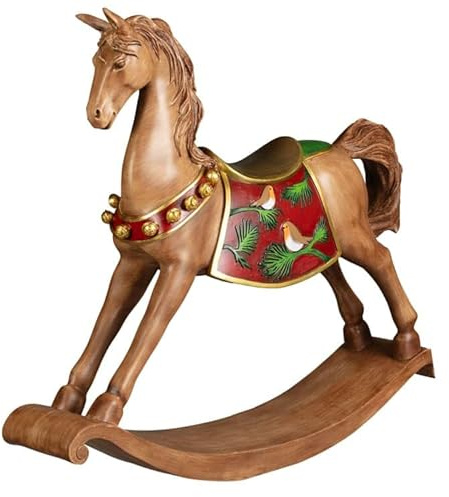 New Festive Folklore Traditional Wooden Rocking Horse 20cm, Turn your home into an enchanting grotto this Christmas