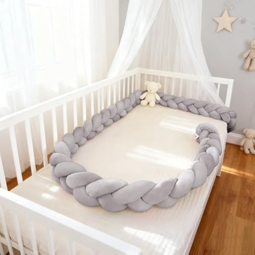 HJZPWB Paracolpi Sponda Sponde Anticaduta, Serpente Letto Cuscino, Paracolpi Antisoffoco, Cuscino Coccoloso Soffice Intrecciato, Disponibile in Varie Lunghezze E Colori Design Elegante,A19,450cm
