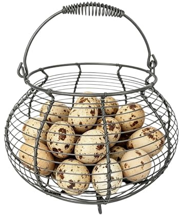 Cesta de Huevos de Gallina | Soporte De Alambre Tejido Vintage - con Asa de Alambre y Cesta para Huevos,Para Encimera De Cocina Granja Jardín Fruta Verdura Pascua Navidad