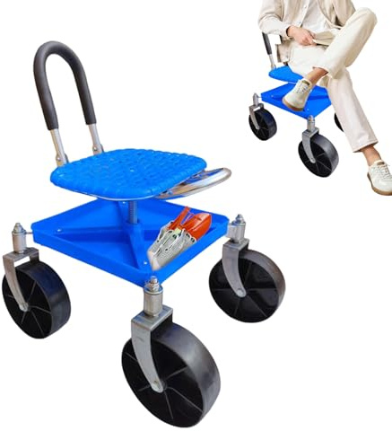 Générique Siège de Jardin avec Roues,Chaise de Jardin Pivotante à 360 Degrés | Siège de Travail Extérieur à Hauteur Ajustable pour Pelouse et | pour Taille Plantation Transplantation et Élagage