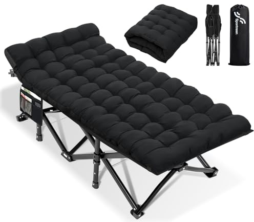 Sportneer Fältsäng med madrass, hopfällbar säng, bredd 81 cm, lastkapacitet 204 kg, gästsäng, campingsäng, fältsäng med förvaringsväska för vuxna, utomhus, inomhus, trädgård, camping, resor