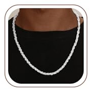 SLOONG S925 Over Silber Halskette Herren - 4MM Rope Kette Herren Silber Jewelry Schmuck Geschenke für Männer Papa Freund(46cm)