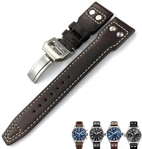 SAAWEE äkta läder kalvläder armband 21 mm 22 mm lämplig för IWC Big PILOT IW5009 IW5103 trådnagel klockarmband