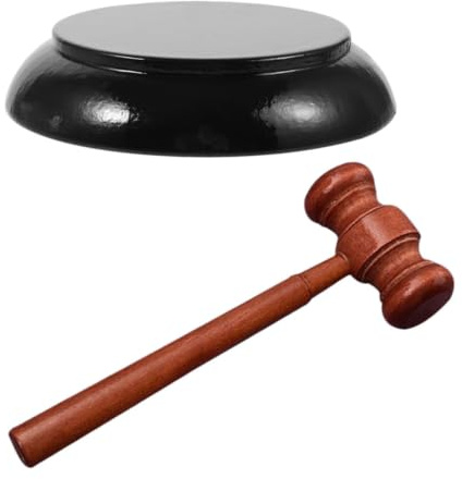Sosoport Set 1 Martelletto da Giudice in Legno con Blocco Sonoro Resistente, Design Realistico e Leggero, Accessorio e Giochi di Ruolo in Aula di Tribunale