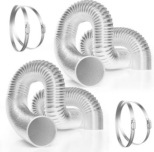VIVOSUN 2-Pack 4 Inch 8 Feet Flex Air Aluminum Ducting, Flexible Dryer Vent Hose for HVAC Ventilation, 4 Clamps Included