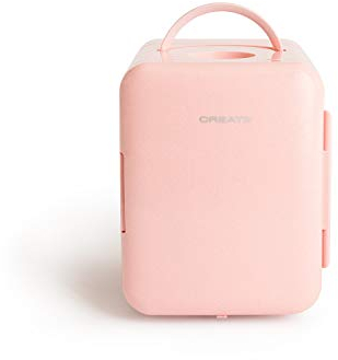 CREATE / FRIDGE MINI BOX/Mini frigorífico para cosméticos rosa pastel/Diseño retro, función frío y calor, capacidad de 4L, fácil de transportar, 48W