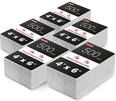 Matsuro Original | 4 x 6 Pollici Etichette Termiche Dirette 100x150 mm di Prima Qualità per Stampanti - Progettate per Indirizzare Spedizioni Pacchi Postali (5 Confezioni da 500 Etichette Pieghevoli)