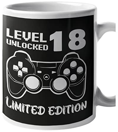 Colorfamily Tazza Compleanno Regalo 18 anni Level Unlocked Limited Edition Mug in ceramica