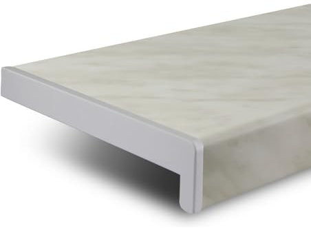 TJ Fensterbank Innen Kunststoff Marmoroptik / 10 x 70 cm Fensterbank inkl. Seitenabschluss/PVC Fensterbank nach Maß/Fensterbank Innen kratzfest und feuchtigkeitsundurchlässig