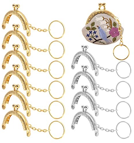 12 Pièces Fermoir Porte Monnaie, Fermoir de Porte Monnaie Avec Porte-Cle, Cadre Fermoir Cadre de Sac à Main Fermoir Cadre pour Sac pour DIY Porte-Monnaie Faisant