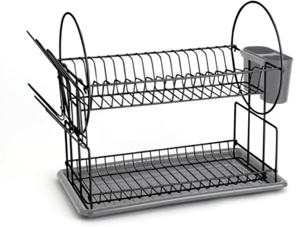 Quid Armony Escurridor 2 Alturas con Cubertero Y Pos 52x23x36cm Gris