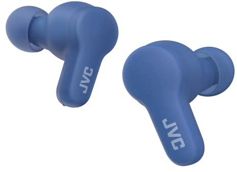 JVC Auriculares Inalámbricos Bluetooth Deportivos | Control Táctil | 3 Modos de Sonido | 24h de Batería | Bluetooth 5.3 | Almohadillas 4 Tallas XL a S | Resistente a Salpicaduras | Azul - HA-Z77T