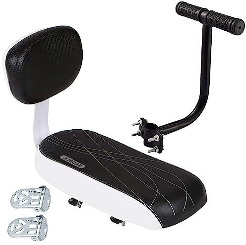 Junhui Cojín de Asiento Trasero de Bicicleta, Silla Bicicleta Niño Trasera, Kit de Bicicleta de Montaje a la Trasera con Respaldo, Reposabrazos y Pedales para Niños Adultos