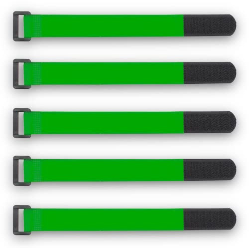 Lot de 5 bandes de fixation - En nylon - Vert - Avec fermeture - Serre-câbles - Sangle - Pour pompe à vélo, lampe de poche, vélo, drone RC Lipo - 30 cm
