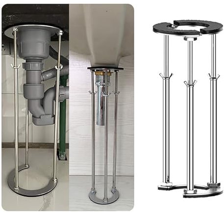 PQXQZ Support de Lavabo Encastré, Support D'évier Sous Plan, Support de Poteau Réglable, Matériel de Montage D'évier en Acier Inoxydable (Size : 6cm/2.4in - 56~66cm/22~26in)