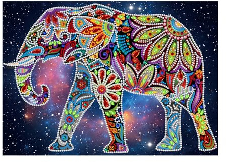 Songdao 5D Diamond Painting Kit, Luminous Diamond Art Easy Kits, Diamond Painting Glow in The Dark Partial Drill Diamond for Adults Kids (Elephant)